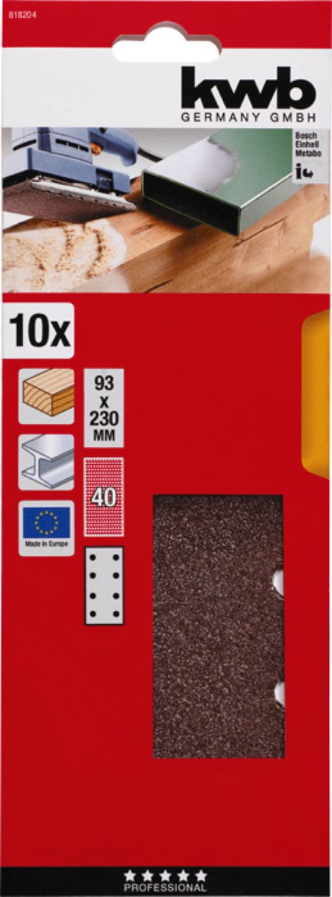 KWB Schleifstreifen Korund B93 gelocht K40 10 Stk.