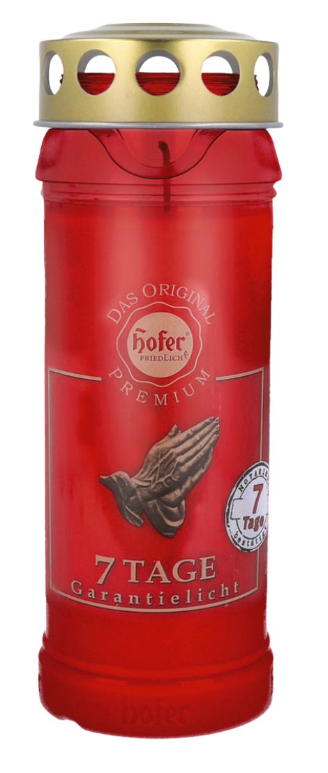 HOFER Garantielicht Premium 7 Tage mit Deckel Rot