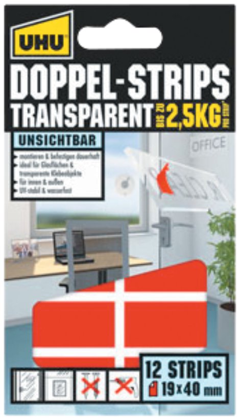 UHU Doppelstrip Transparent 12 Stk.