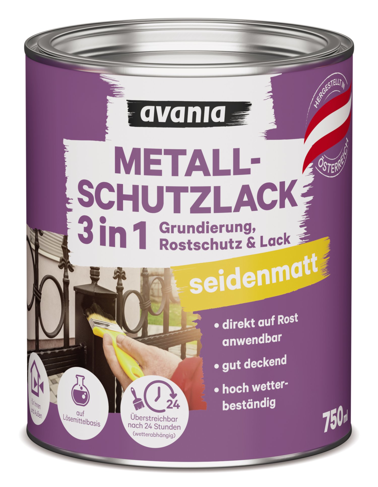 AVANIA Metallschutzlack RAL9010 Weiß 750 ml