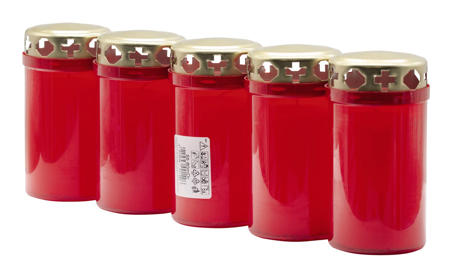 JEKA Grablicht mit Goldendem Thermo-Doppeldeckel 60x120 mm (ØxH), Rot 5 Stk.