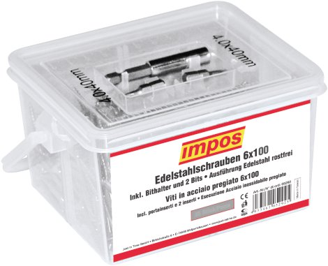 IMPOS Schraubenbox, Edelstahl 100x6 mm 85 Stk.