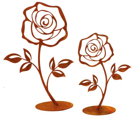 Rose auf Bodenplatte 2-tlg. klein 12x18 cm (BxH), groß 16x25 cm (BxH)