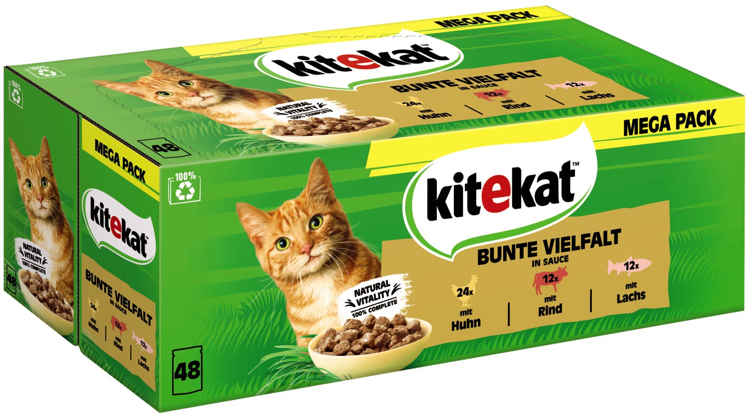 KITEKAT Katzennahrung Bunte Vielfalt in Sauce, 48x85 g