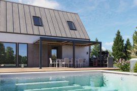 Pergola Bioclimatic wandmontiert Dunkelgrau 4x6 m