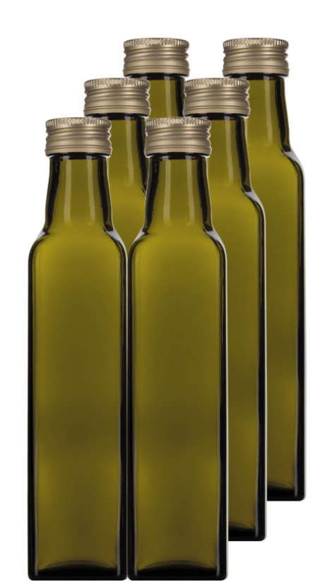 KOSTBARMACHER Flasche Marasca Oliv Verschluss Gold 6x250 ml