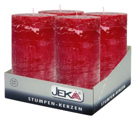 JEKA Stumpenkerze Rustik Bordeaux 50x80 mm (ØxH) 4 Stk.
