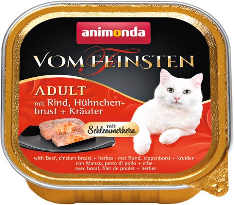 ANIMONDA Katzennassfutter Vom Feinsten Adult Schlemmerkern mit Rind, Hühnchenbrust + Kräutern 100g