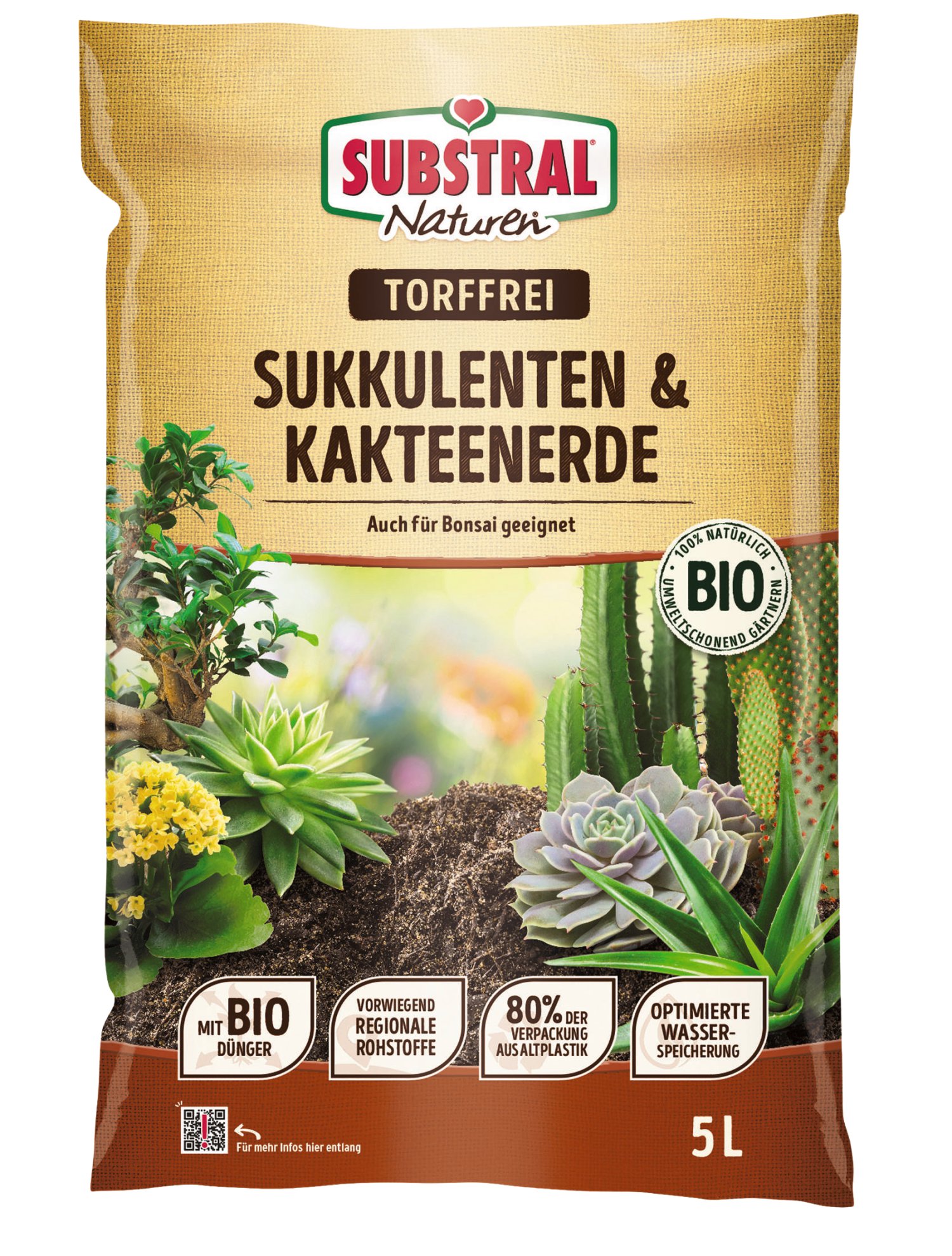 SUBSTRAL® Naturen® Sukkulente & Kaktus Erde Bio & torffrei* 5 l
