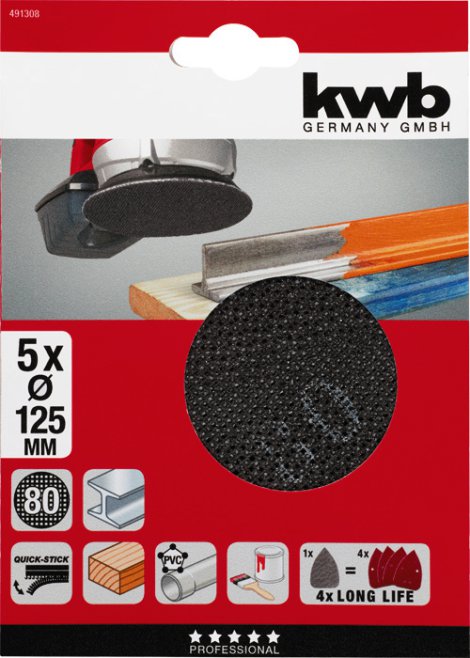 KWB Schleif-Gitterscheibe Q-Stick K80 Ø 125 mm
