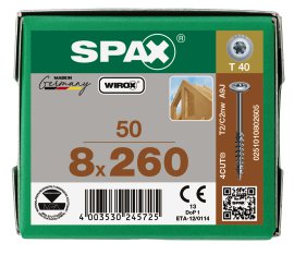 SPAX Schraube Tellerkopf Wirox 8x260 mm 50 Stk.
