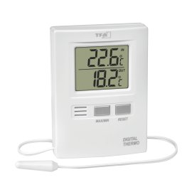 Thermometer elektronisch mit Kabel Weiß