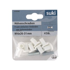 SUKI Hülsenschraube Kunststoff Weiß M6 4 Stk.