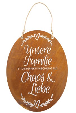 Gartenschild Chaos und Liebe 40x40 cm