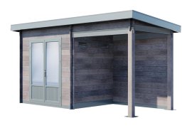 WOLFF FINNHAUS Gartenhaus Belana 4419 Grau 28 mm