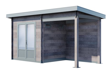 WOLFF FINNHAUS Gartenhaus Belana 4419 Grau 28 mm