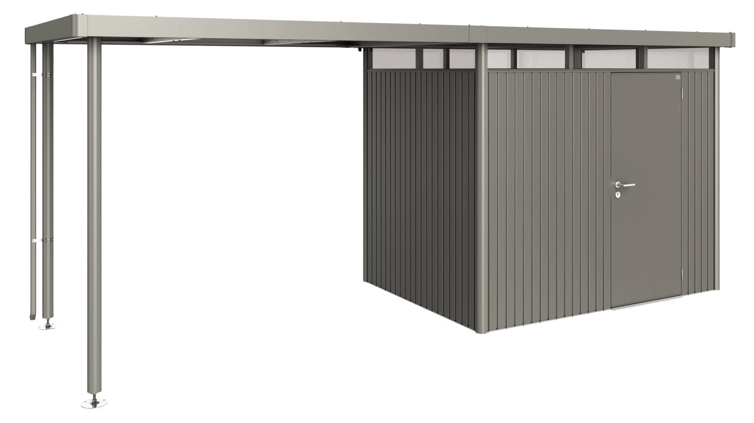 BIOHORT Seitendach für Gerätehaus HighLine® H2, 282x195x222 cm, Quarzgrau-Metallic