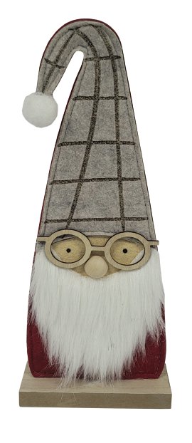 Dekofigur Wichtel mit Brille Kariert/Rot/Khaki