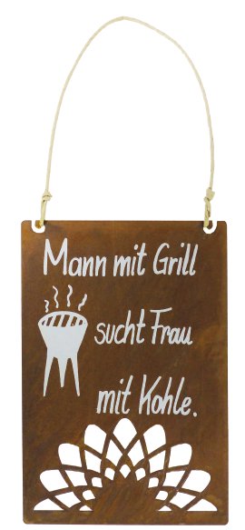 Gartenschild Grill mit Beschriftung 45 cm