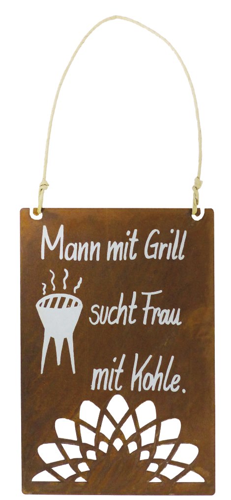 Gartenschild Grill mit Beschriftung 24x45 cm (BxH)