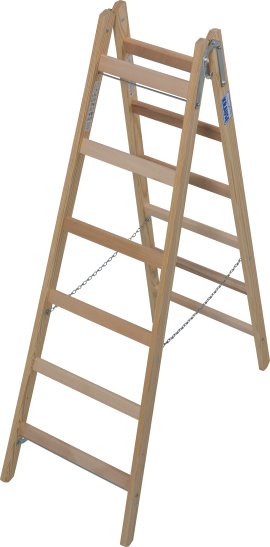 KRAUSE Holz Sprossen-Doppelleiter 2x6 Sprossen