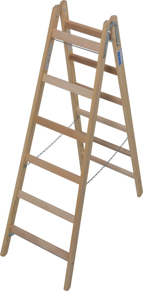 KRAUSE Stabilo Sprossen-Doppelleiter Holz 2x6 Sprossen