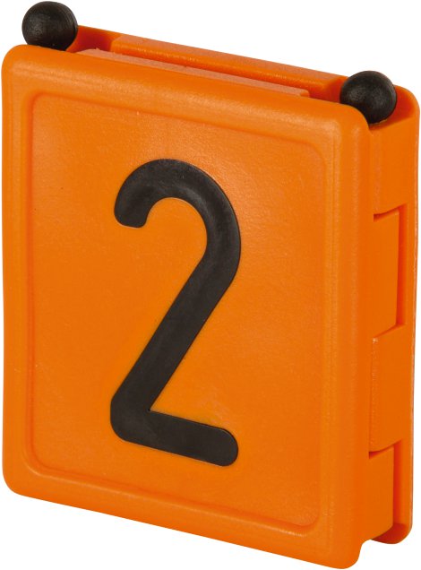 Halsbandnummer Duo mit Ziffer 2 orange, 6 Stk.