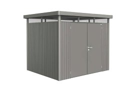 BIOHORT Gerätehaus Highline® H3 mit Doppeltür, quarzgrau-metallic