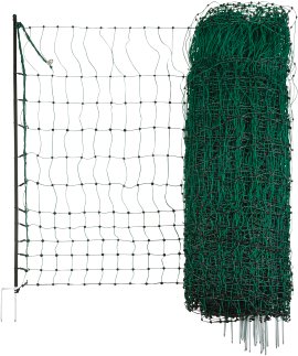 Geflügelnetz Doppelspitze grün elektrisch 25 m, 106 cm