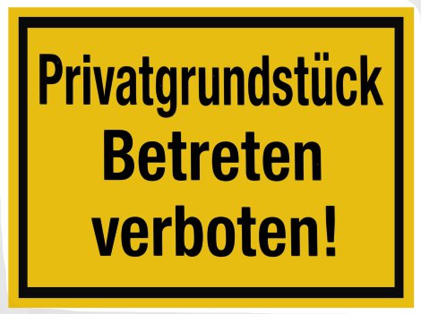 ALPERTEC Schild Privatgrundstück Betreten verboten Gelb/Schwarz 30x20 cm