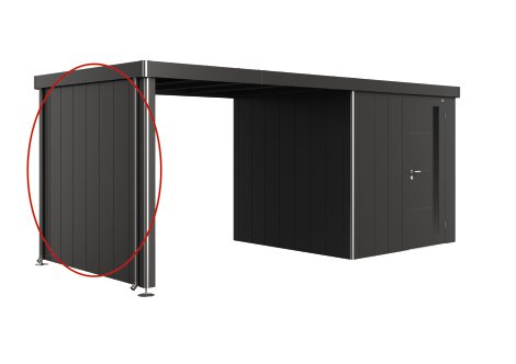 BIOHORT Seitenwand für Seitendach 2A-2D Gerätehaus Neo, 203x4,3x200 cm, Dunkelgrau-Metallic
