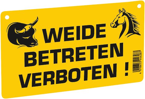 Warnschild – Weide betreten verboten! 200x120 mm