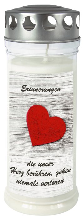 JEKA Gedenkkerze groß mit Motiv Herz