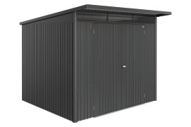 BIOHORT Gerätehaus AvantGarde® Eco A6 + Doppeltür 260x260x218 cm, Dunkelgrau-metallic