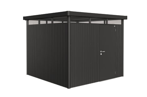 BIOHORT Gerätehaus HighLine H4 mit Standardtür 275x275x222 cm, Dunkelgrau-Metallic