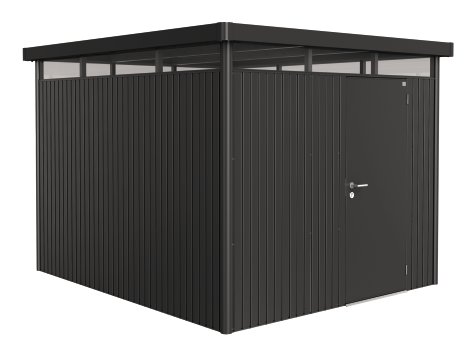 BIOHORT Gerätehaus HighLine H5 mit Standardtür 275x315x222 cm, Dunkelgrau-Metallic