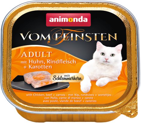 ANIMONDA Katzennassfutter Vom Feinsten Adult Schlemmerkern mit Huhn, Rindfleisch + Karotten 100g