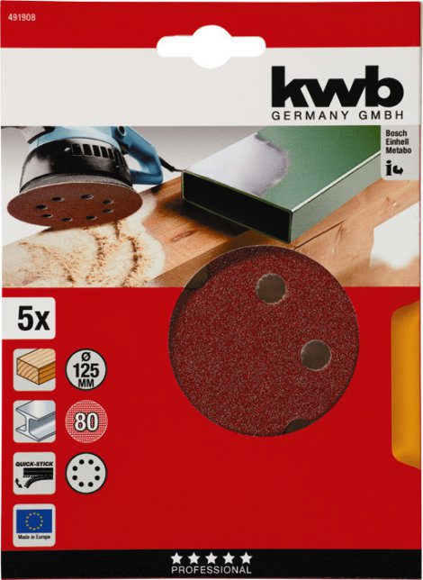 KWB Klett-Haftscheibe gelocht K80 Ø 125 m