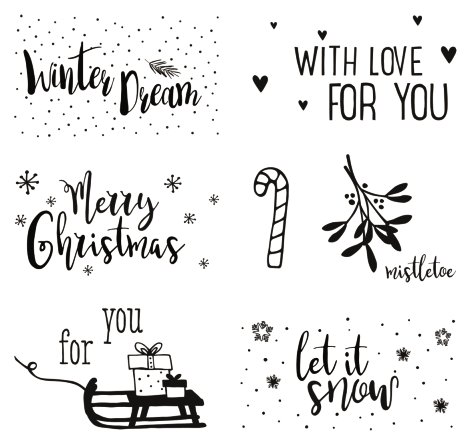 RAYHER Stempel Clear Stamps X-Mas Greet 7 Motive