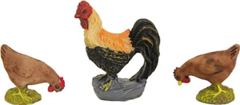 Hahn mit Huhn 8-11 cm Figur 3er-Set