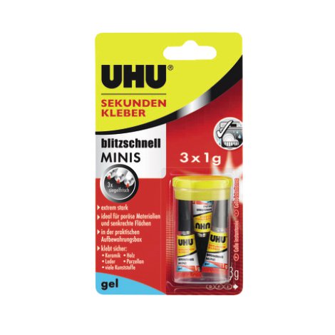UHU Sekundenkleber Gel Mini 3x1 g