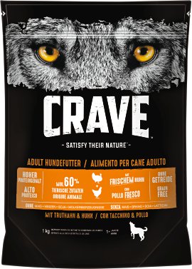 CRAVE Hundefutter trocken Truthahn und Huhn 1 kg