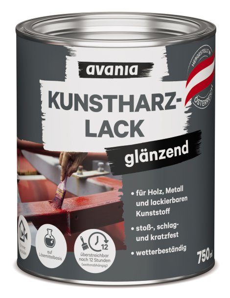 AVANIA Kunstharzlack Glänzend Schwarz 750 ml