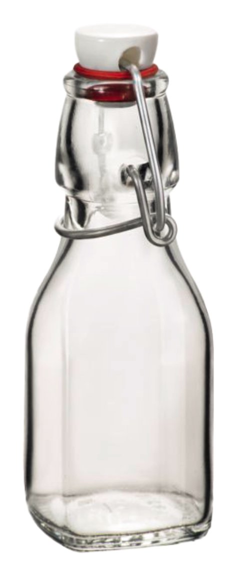 Flasche mit Bügelverschluss 4-Kant 0,125 l