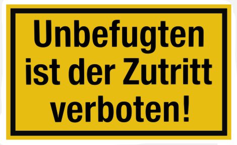 ALPERTEC Schild Unbefugte ist der Zutritt verboten Gelb/Schwarz 25x15 cm