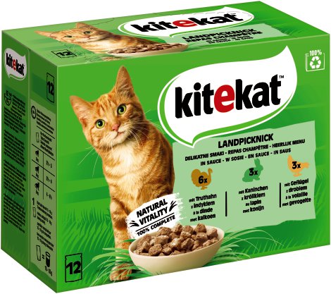KITEKAT Katzen-Nassfutter Frischbeutel Landpicknick 12er-Pack je 85 g