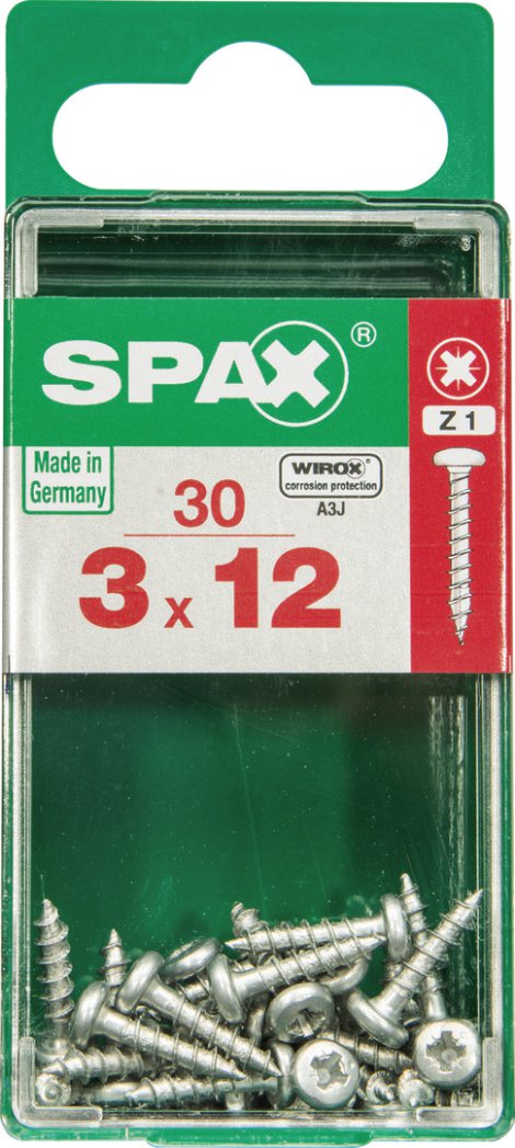 SPAX Schraube Rundkopf verzinkt 3x12 mm 30 Stk.