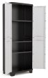 LINEAR Kunststoffschrank Hoch 68x39x173 cm Hellgrau/Schwarz/Blau