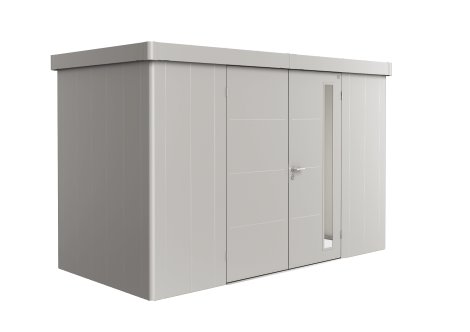 BIOHORT Gerätehaus Neo 1D Doppeltür 348x180x222 cm, Silber-Metallic