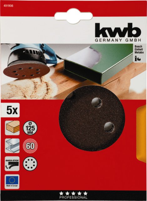 KWB Klett-Haftscheibe gelocht K60 Ø 125 m